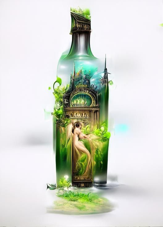 Green Fairy in Art Nouveau Style