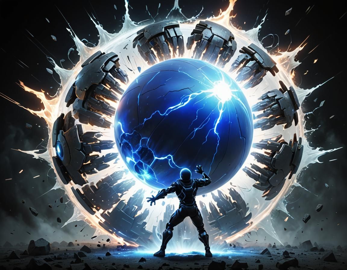 3D Action Pose: Energy Sphere Ground Smash