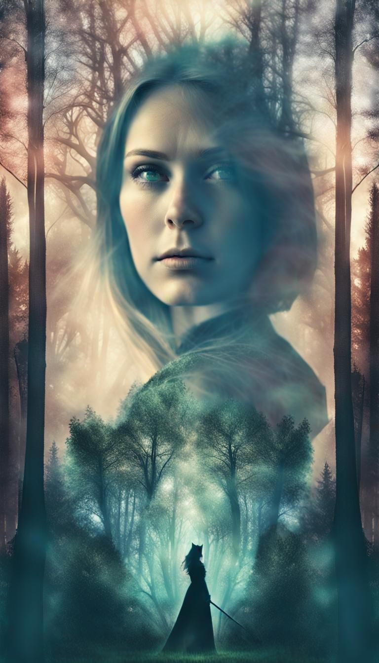 Double Exposure Photo: Knight and Sorceress