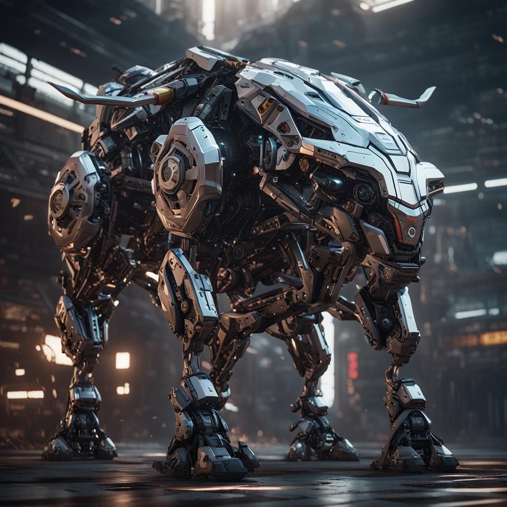 Futuristic Sci-Fi Mecha Bull in 8K