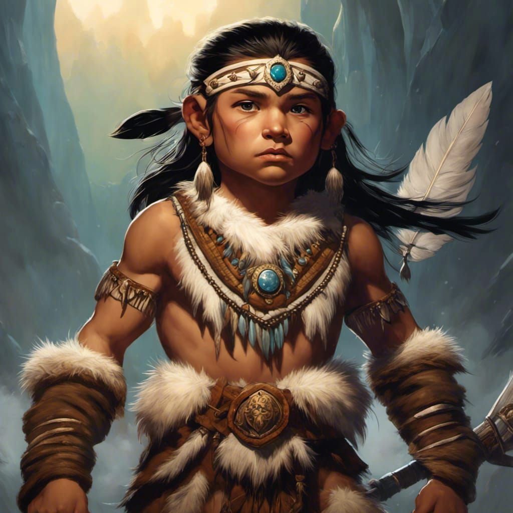 Halfling in Comanche Breastplate, Dark Fantasy Art