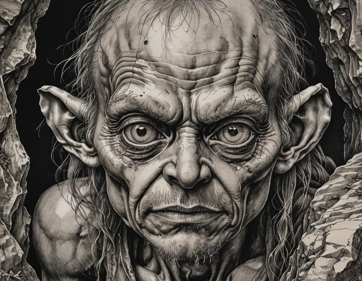 Old Woodcut of Gollum