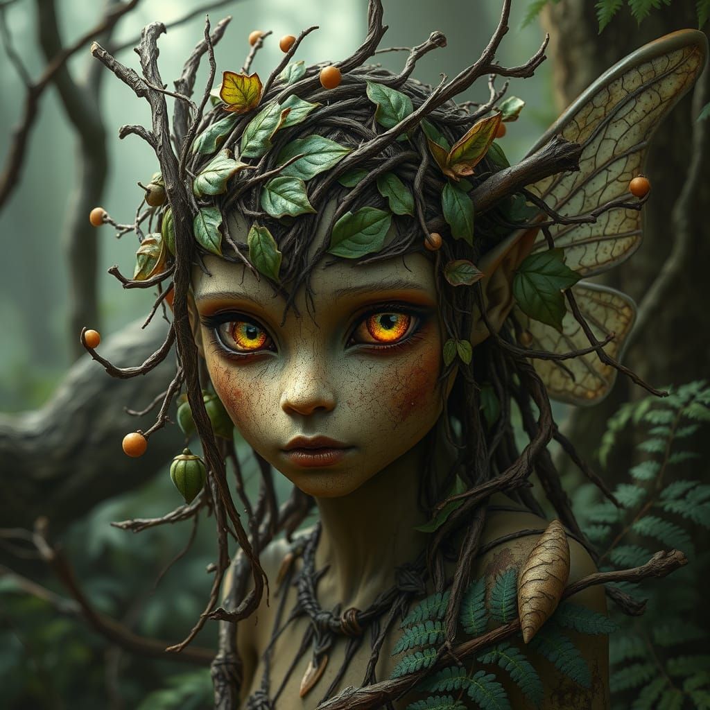 Whimsical Wildling Fairy in Earthy, Organic Aesthetic