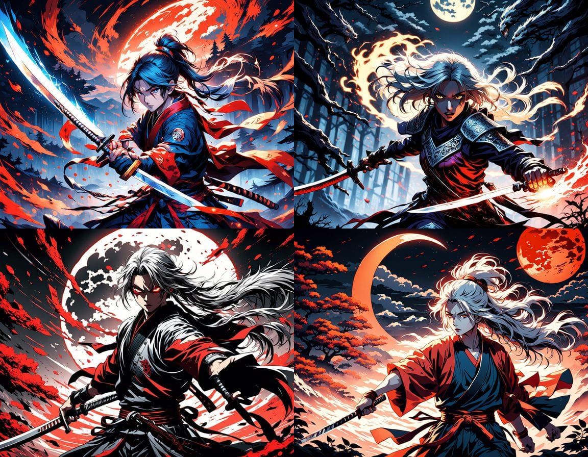Fierce Anime Heroine Battles Werewolf Under Blood-Red Moon