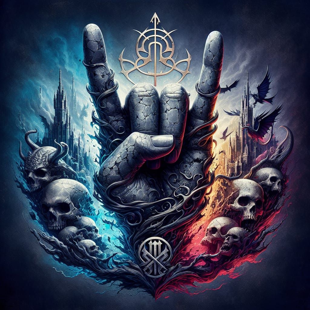 Dark Fantasy Metal Crest in Splash Art Style