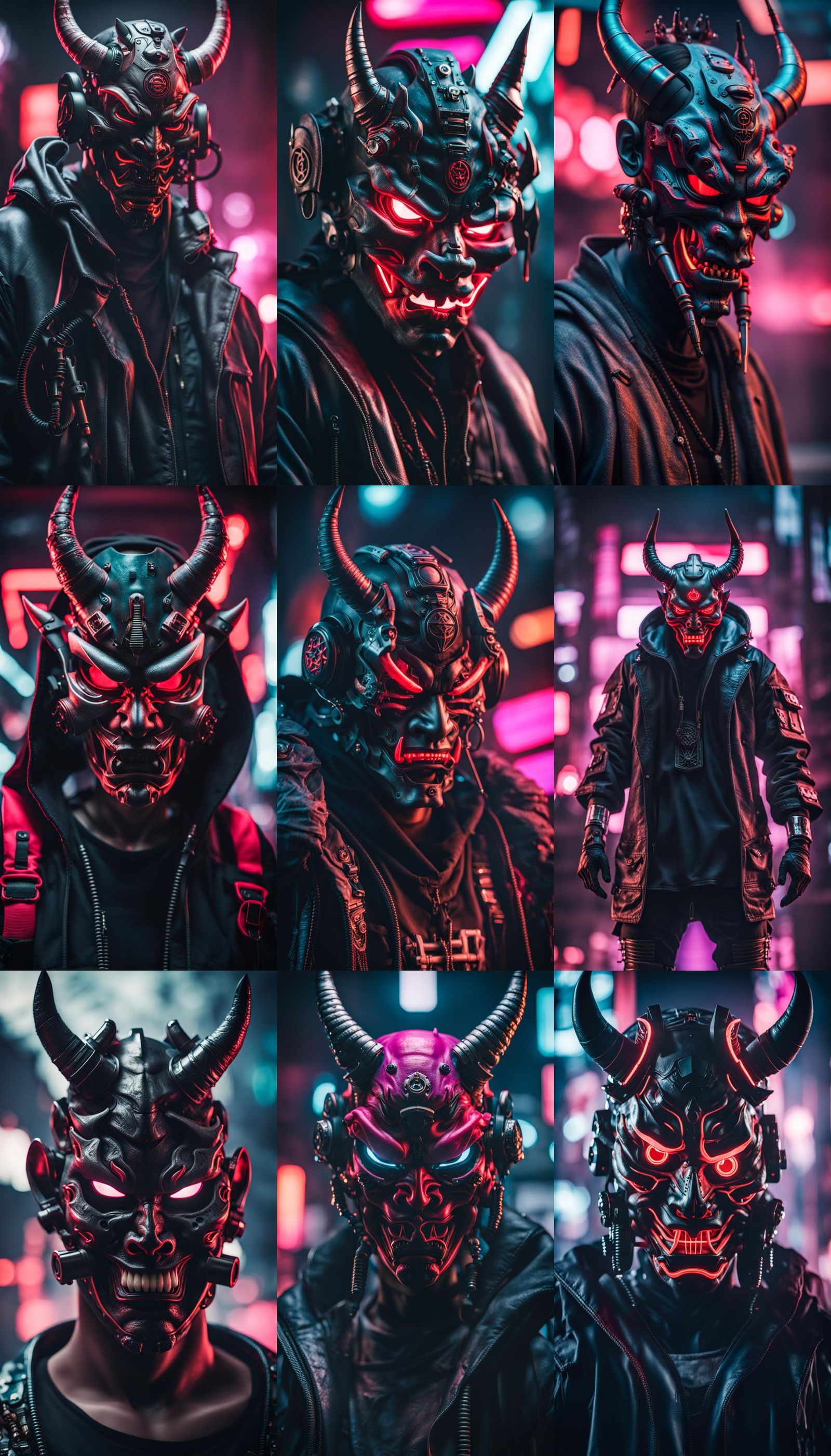 Cyberpunk Oni: Hannya Masked Cyborg in Dystopian Japan