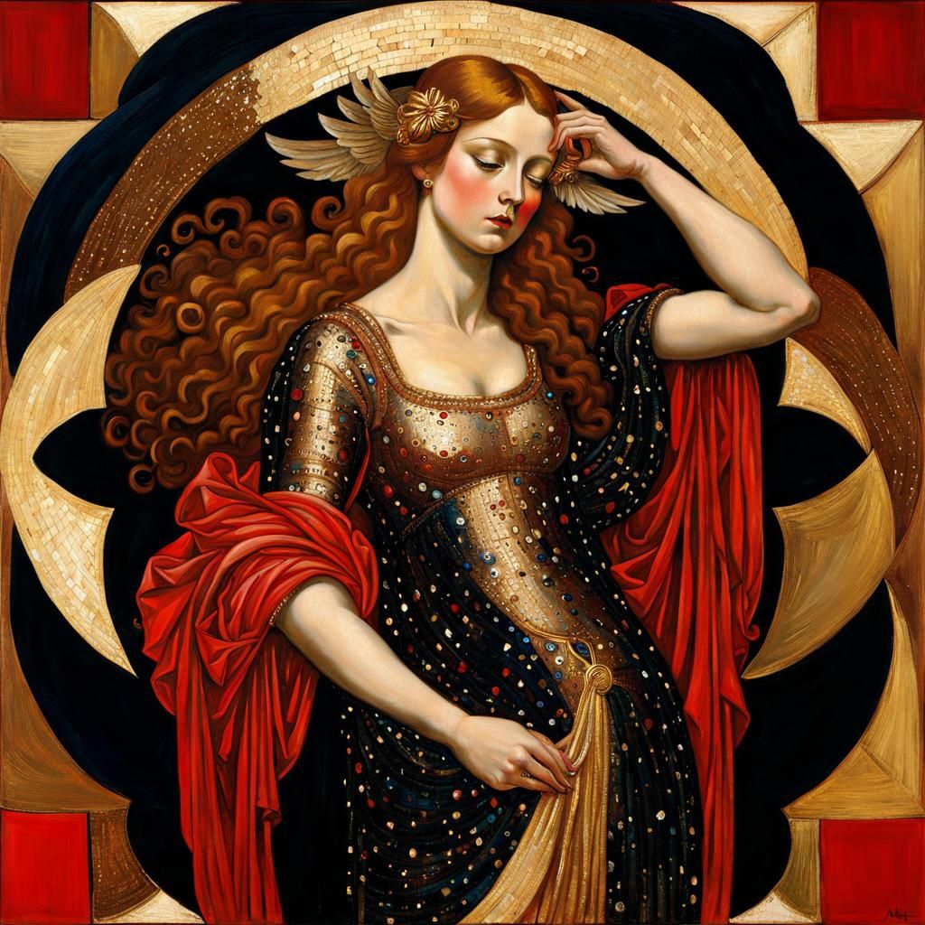 Despairing Angel in Red and Gold, Classical Art