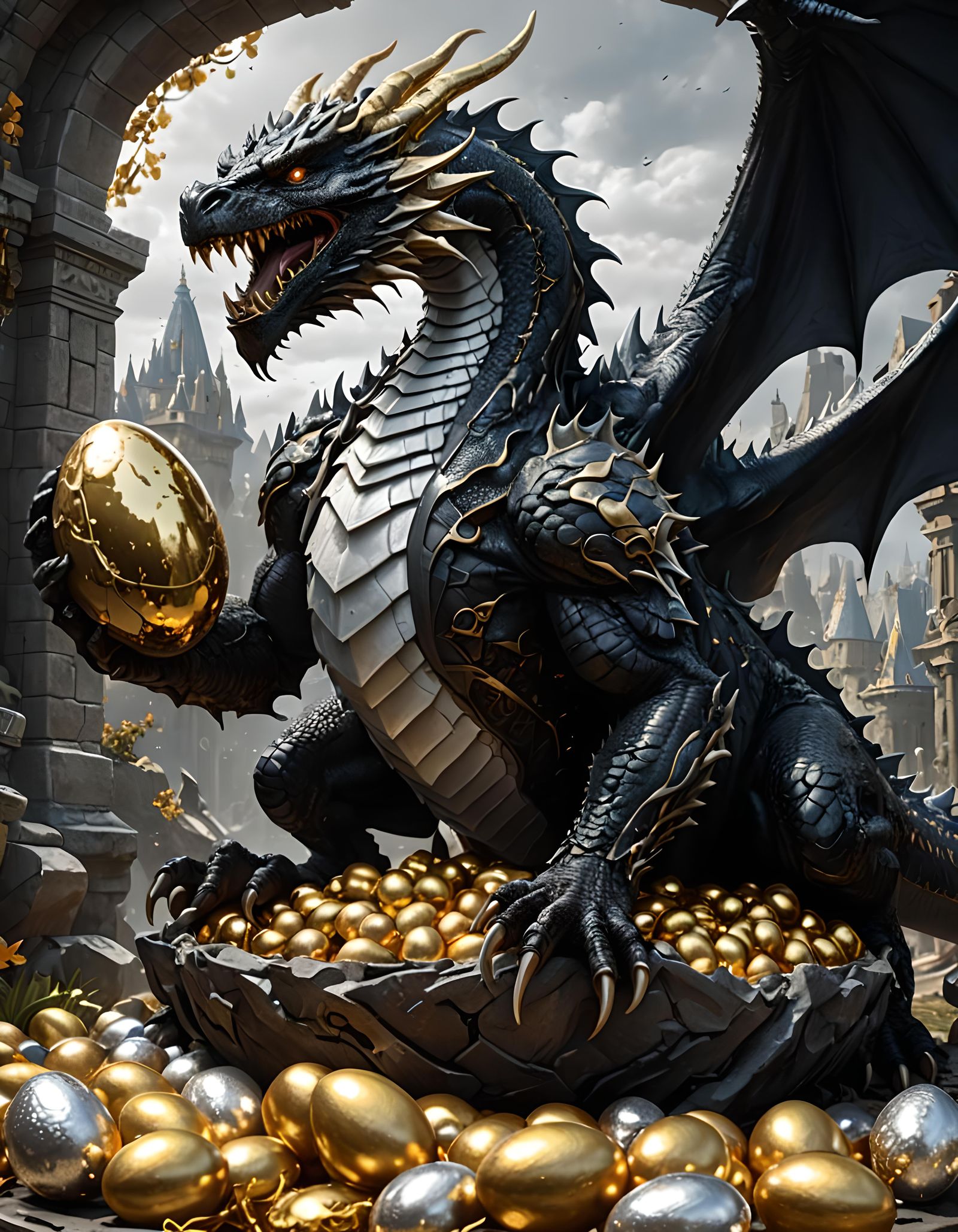 Majestic Dragon Guardian of Precious Eggs