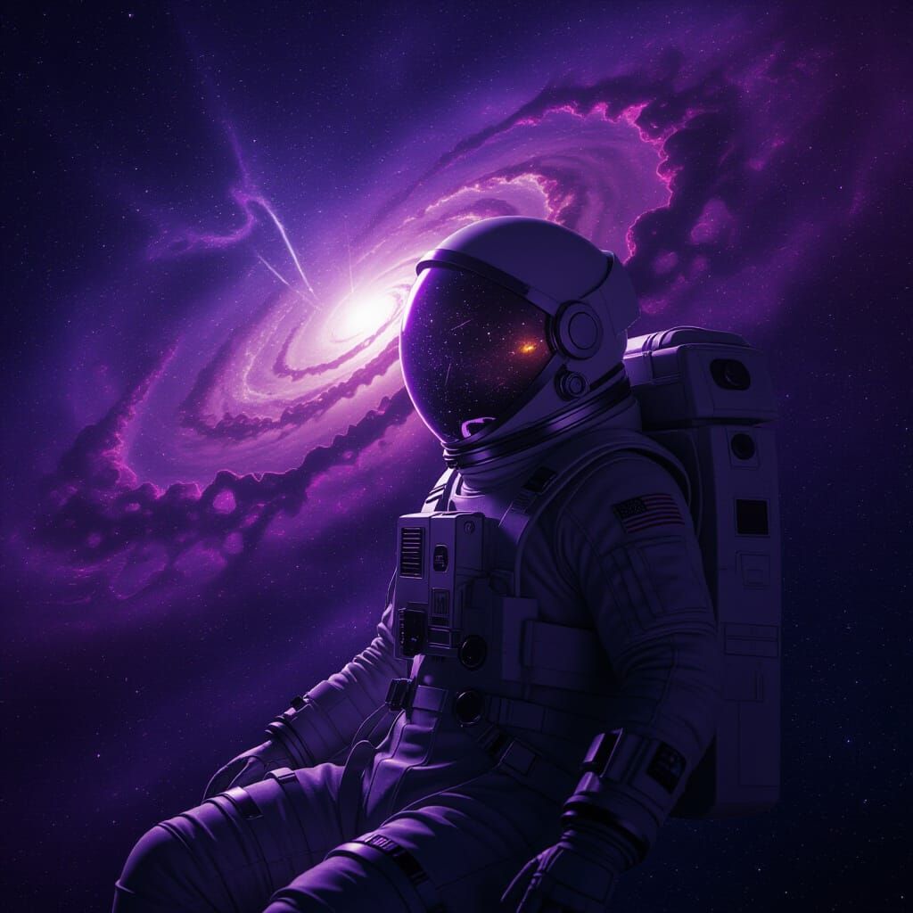 Lone Astronaut Adrift in Cosmic Nebula