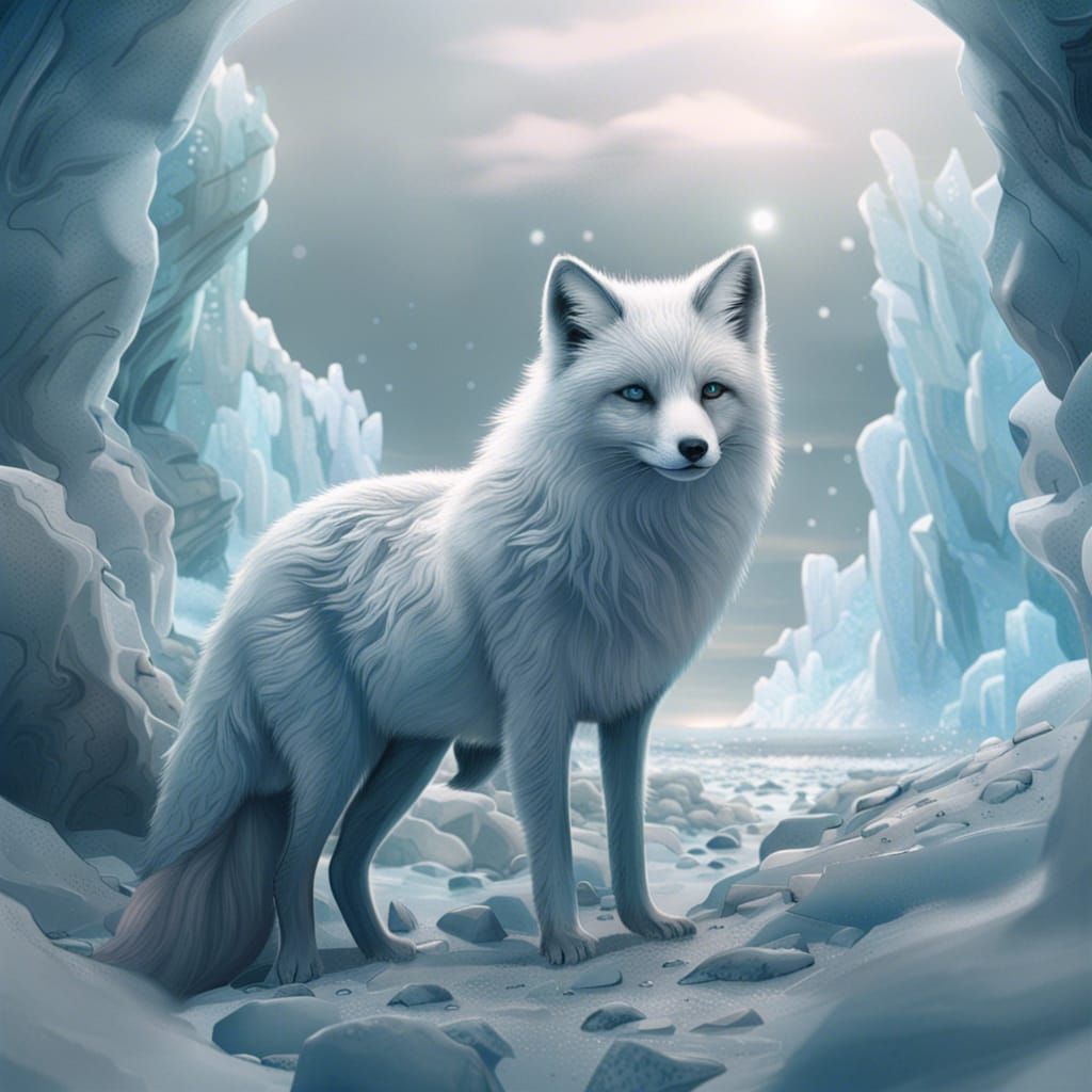 Epic Ice Fox in Digital Matte Painting
