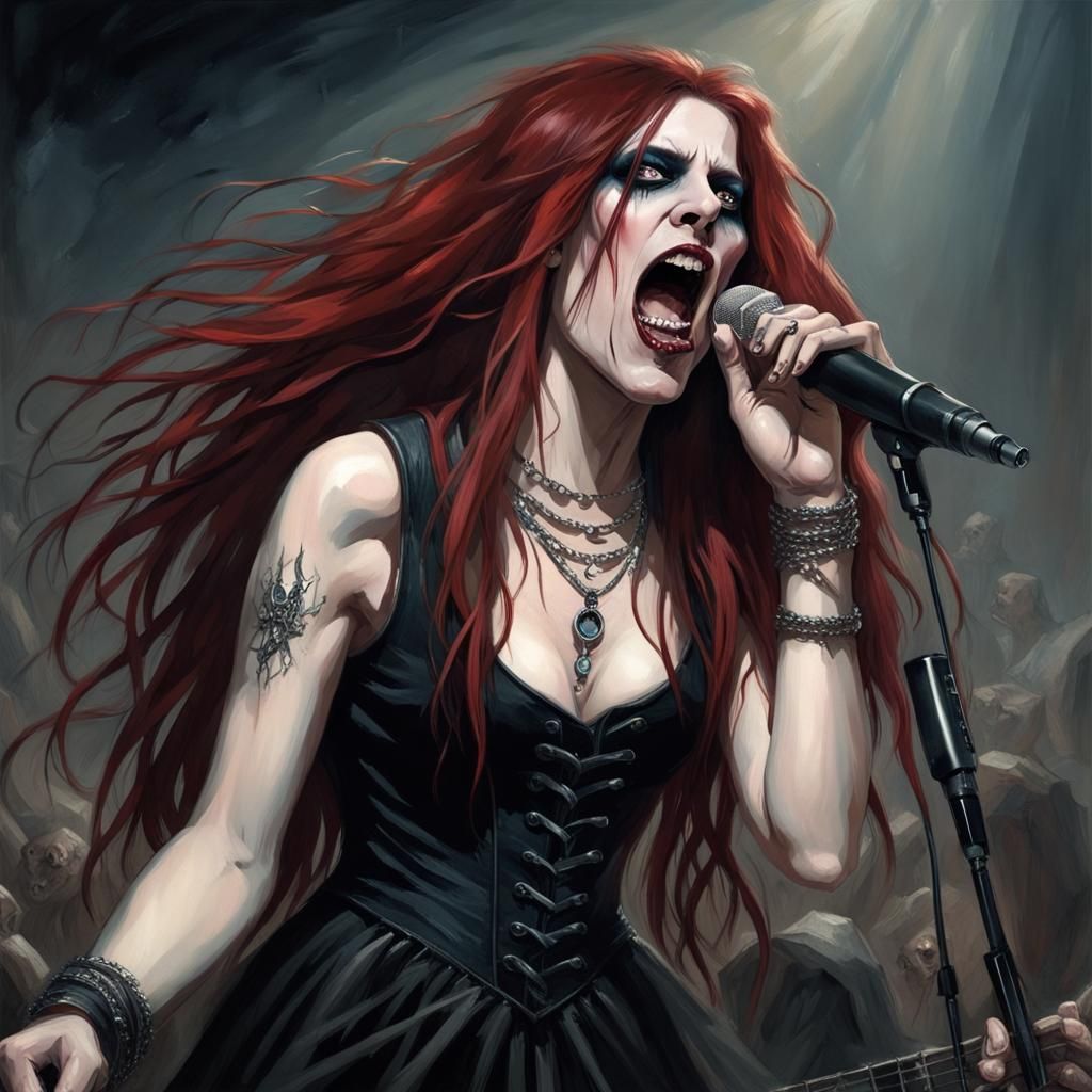 Goth Metal Vocalist in Horror Style
