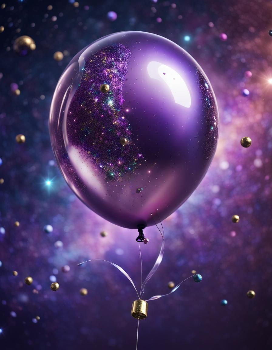 Glittering Galaxy Balloon in Sci-Fi Style