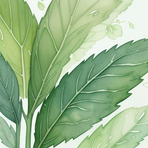 Fresh Mint Leaves Watercolor Art