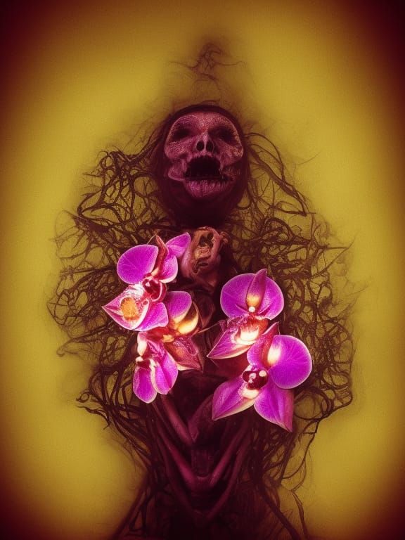 Eldritch Orchids in Dystopian Psychedelic Art