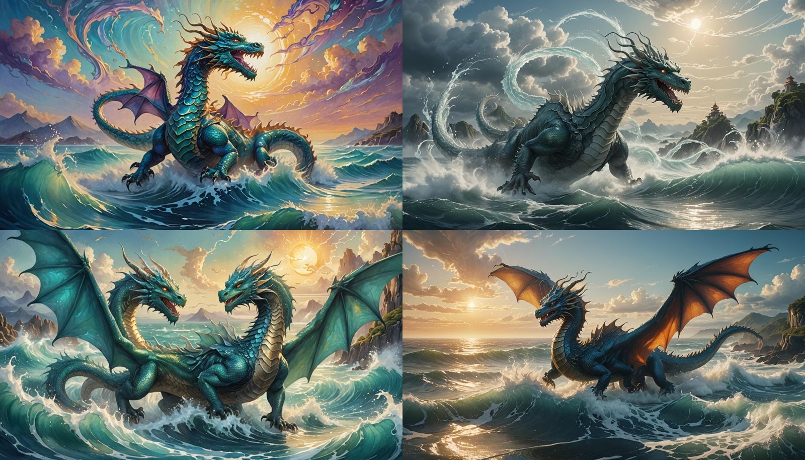 Water Dragon Shimmers Above the Ocean