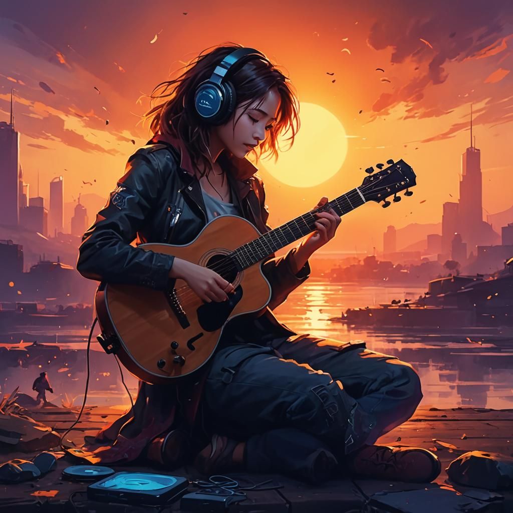 Person Enjoying Music with Headphones