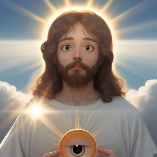 Jesus Christ with Googly Eyes in Divine Light