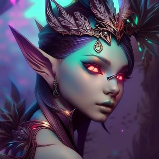 Bioluminescent Chibi Pixie in Fantasycore Style