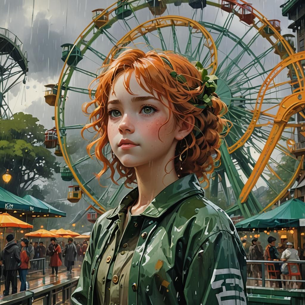 Rainforest Theme Park Portrait in Digital Art Style