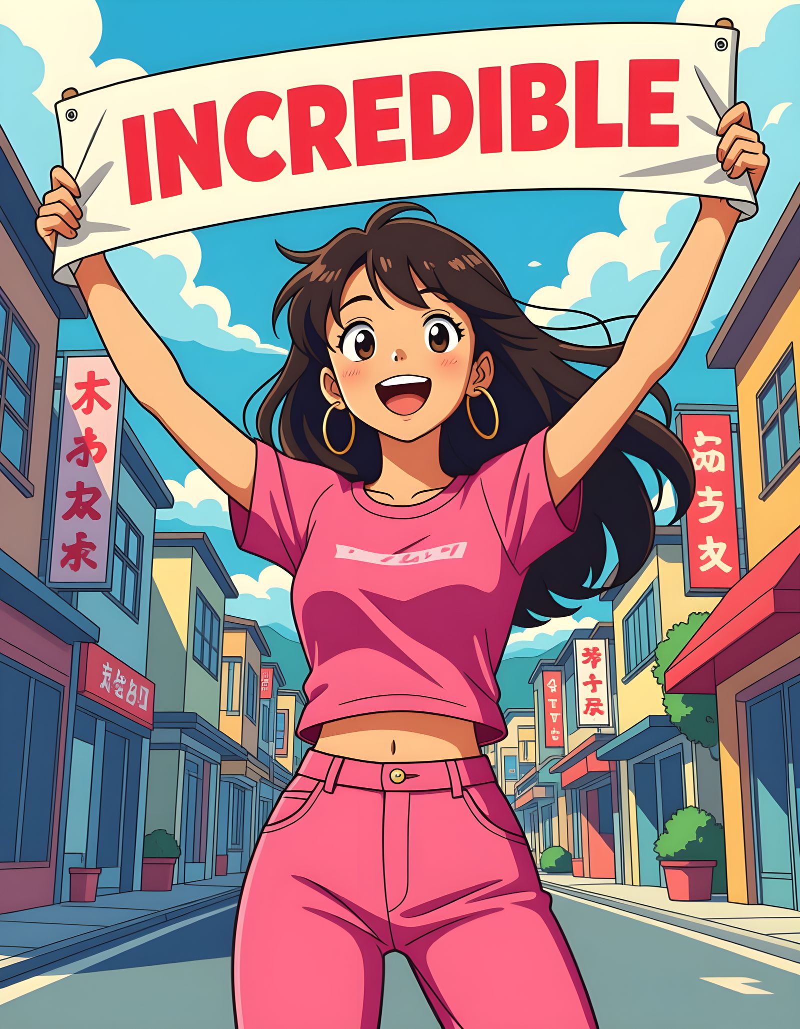 Excited Woman Holding 'Incredible' Banner