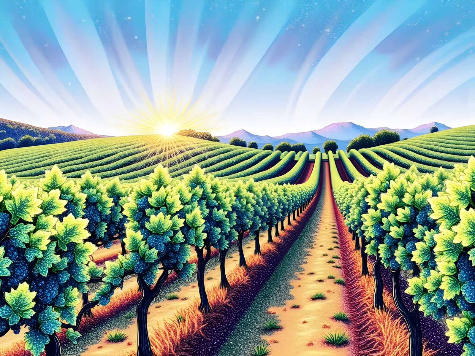 Sunny Vineyard Landscape