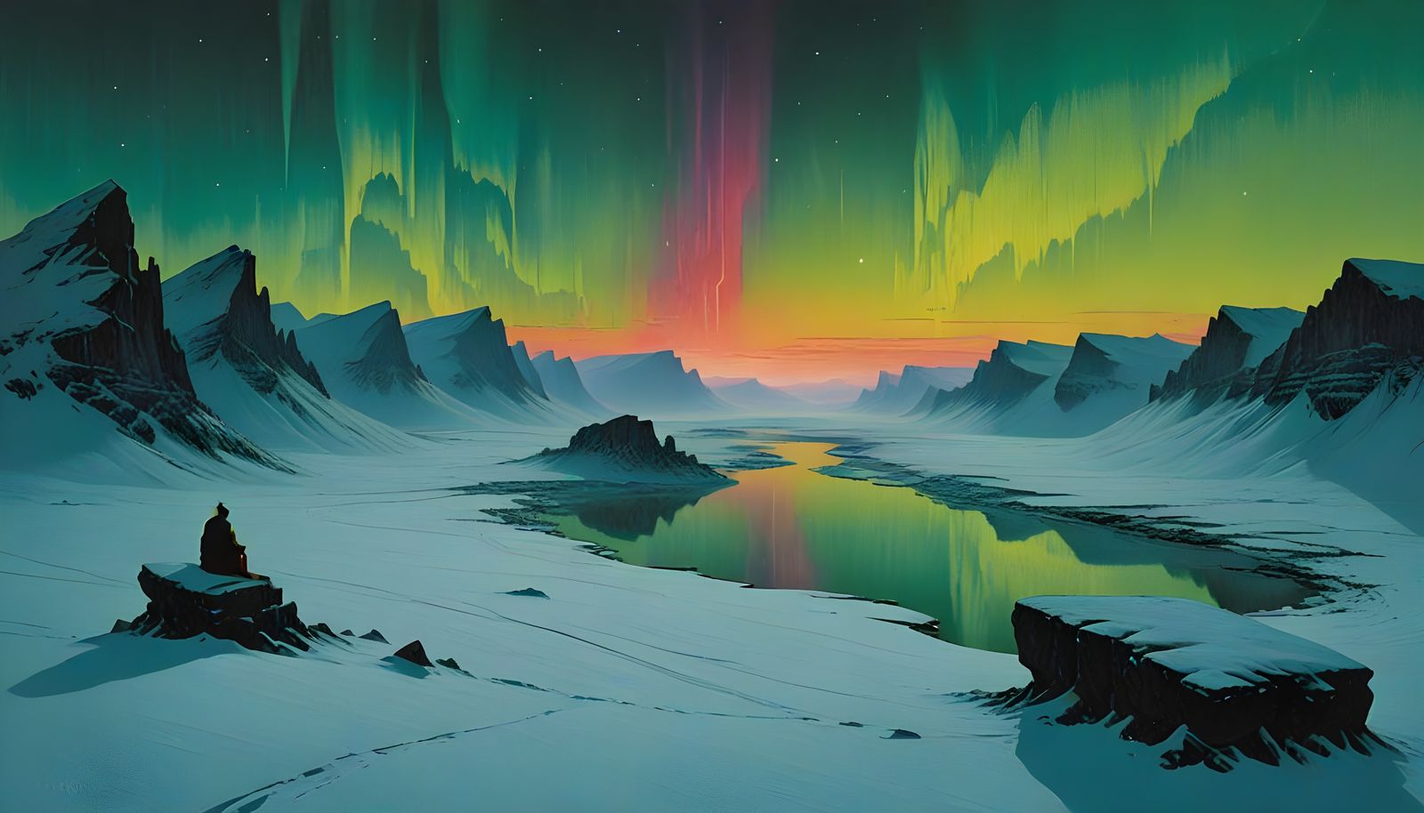 Enchanted Mountain Solitude in Ethereal Colors