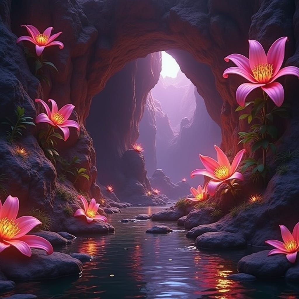 Fantastical Cave of Dreams in Vibrant Colors