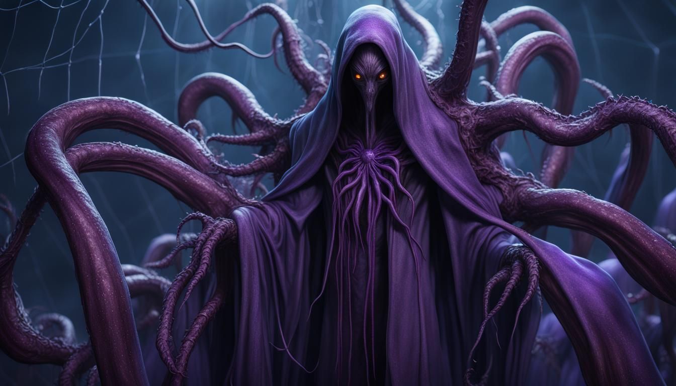 Hyperrealistic Illithid with Purple Robes in Unreal Engine