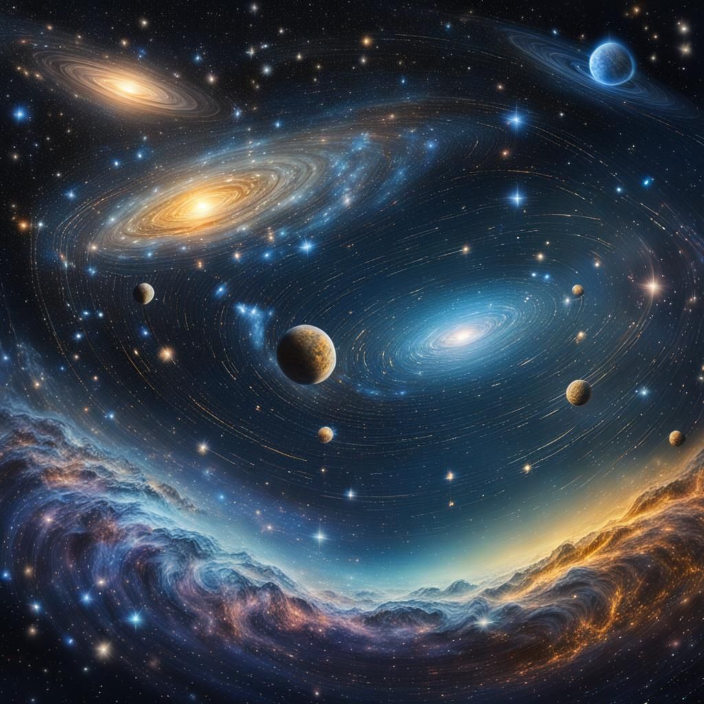 Telescopic Night Sky: Infinite Stars and Galaxies