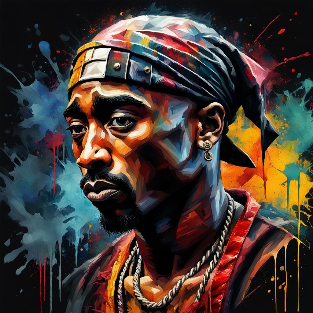 Grotesque Tupac Portrait in Gothic Impressionist Style