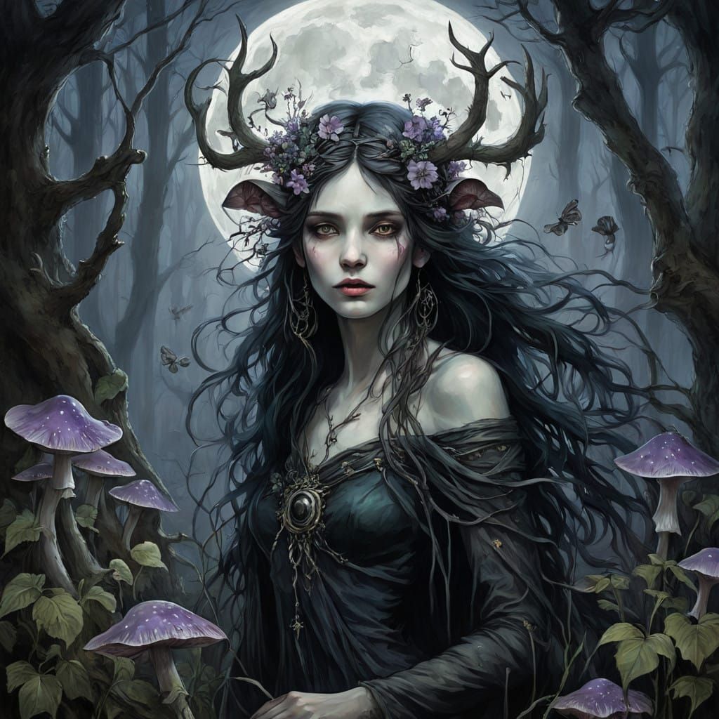 Mysterious Unseelie Spirit Watches from the Shadows of a Dar...