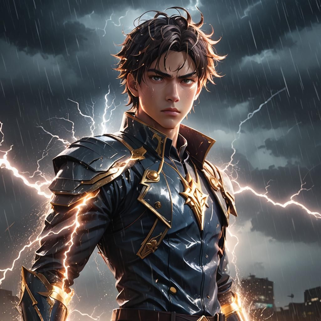 Anime Prince in Storm, Detailed 3D Art