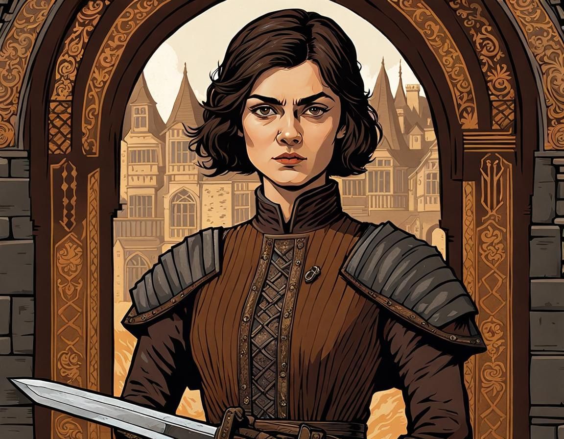 Arya Stark Portrait with Needle, Inspired by Classic Masters