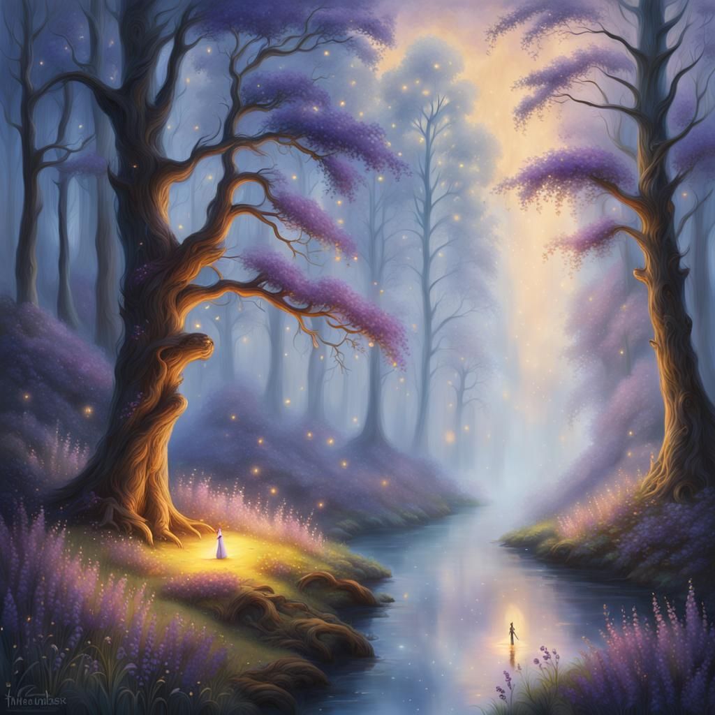 Ethereal Tyrol Figure in Mystical Forest