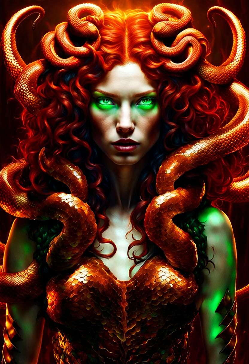 Hyperrealistic Medusa Portrait with Cobras