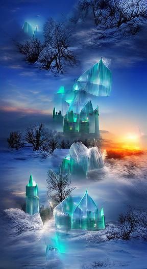 Fantasy Ice Crystal Castle at Dawn
