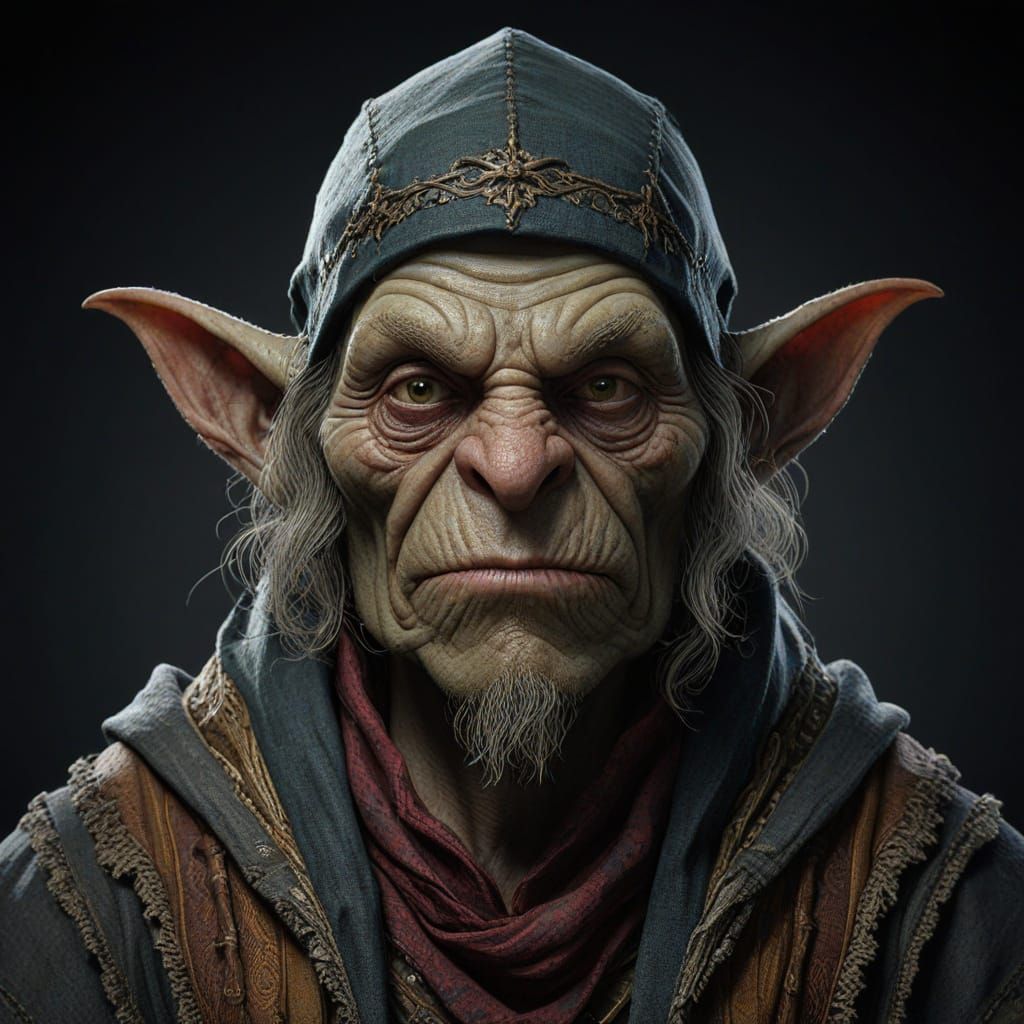 Goblin Warlock in Moody Portrait Style