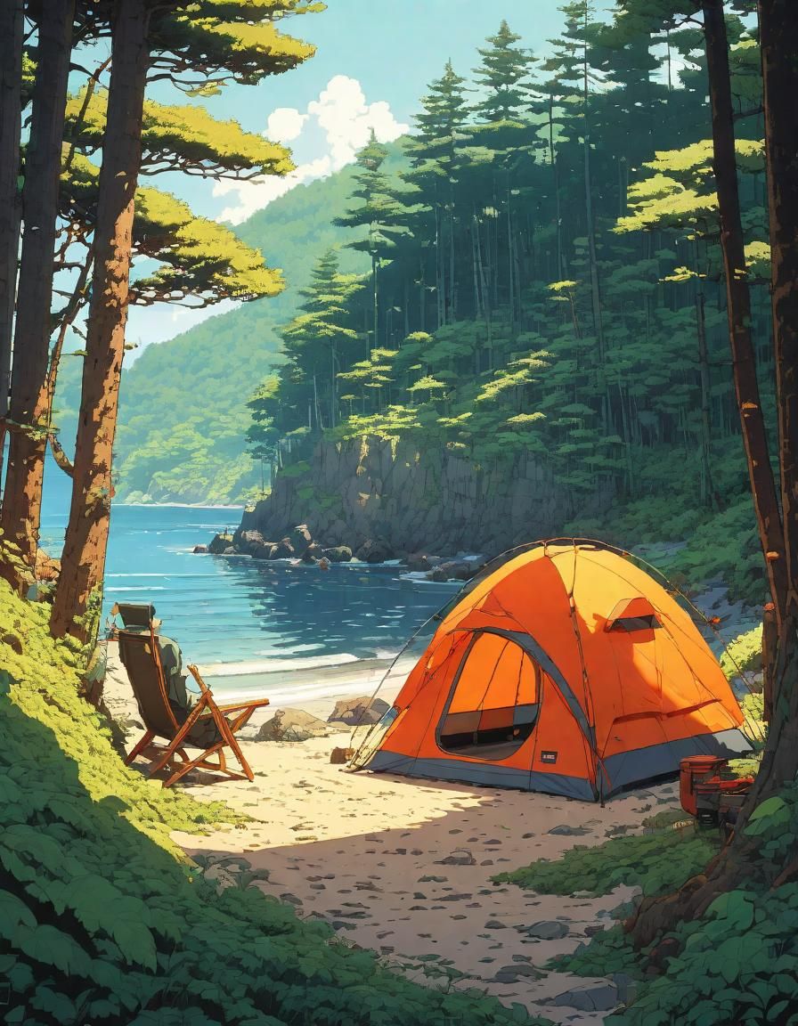 Pixel Art Camping Spot by Beachside Retreat