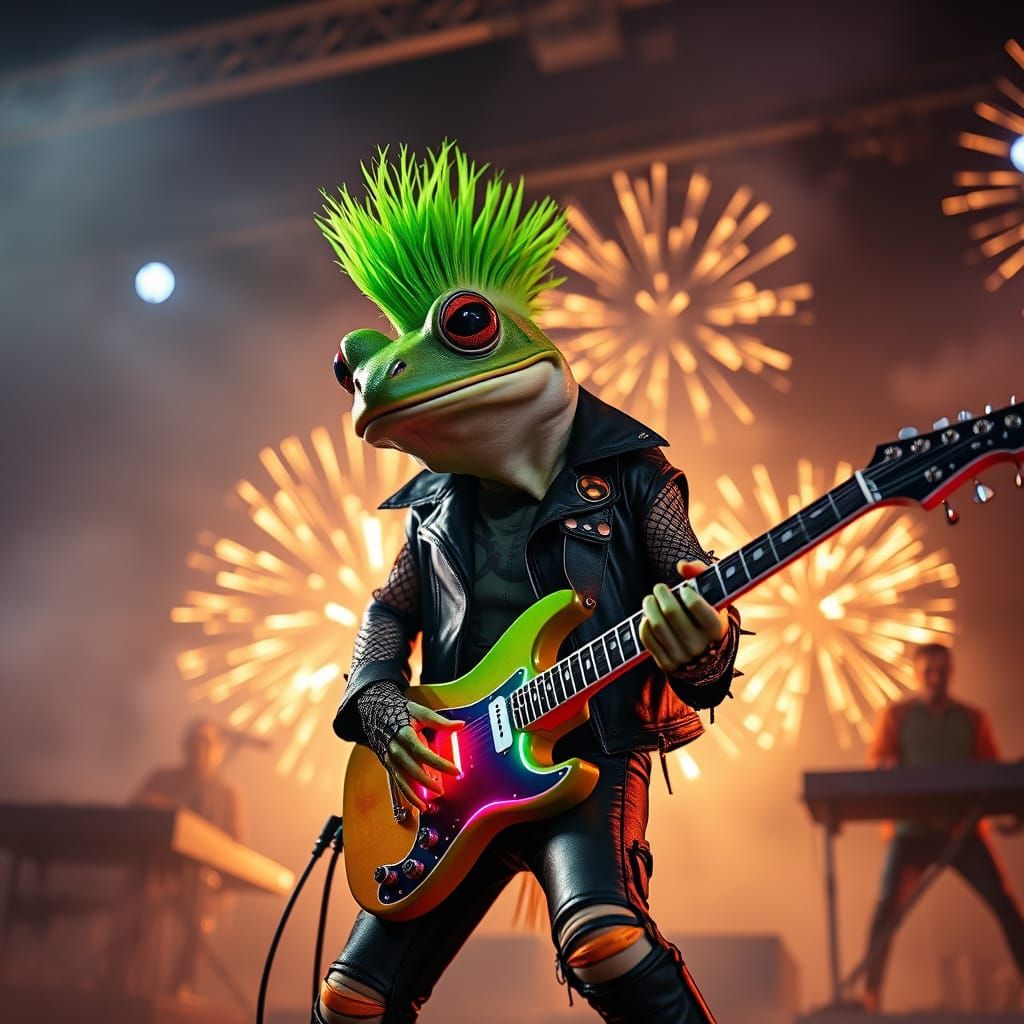Epic Frog Rockstar Shreds on Stage
