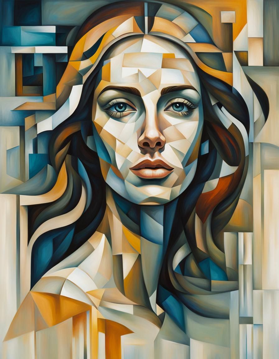 Submerged Woman: Hope in a Confusing World, Cubism Style