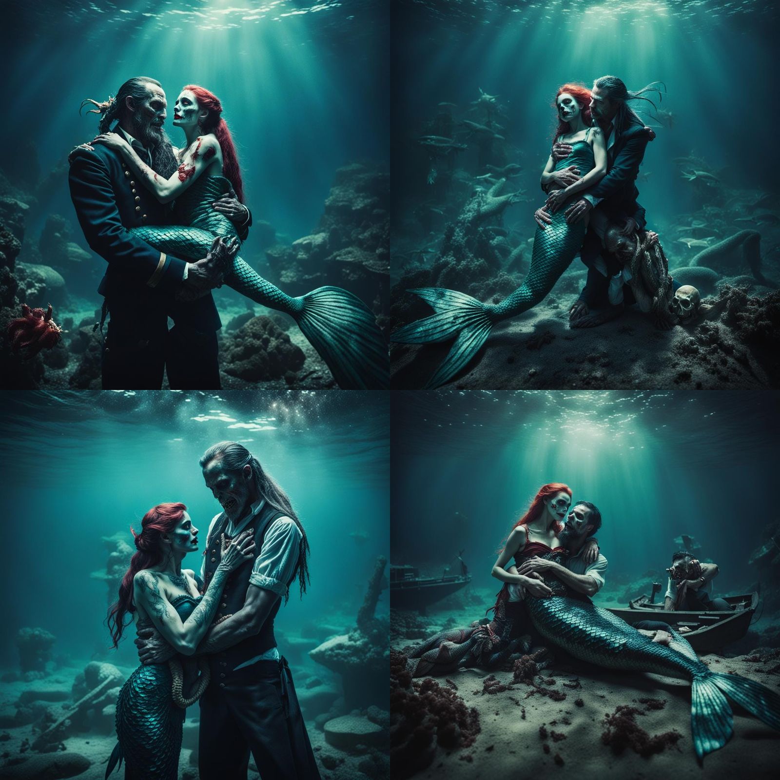 Vampire Mermaid with Sailor: Cinematic Film Still