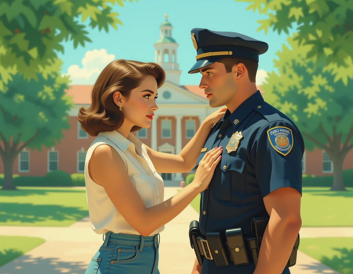 Flirty Coed Biceps Flex, Photorealistic Style