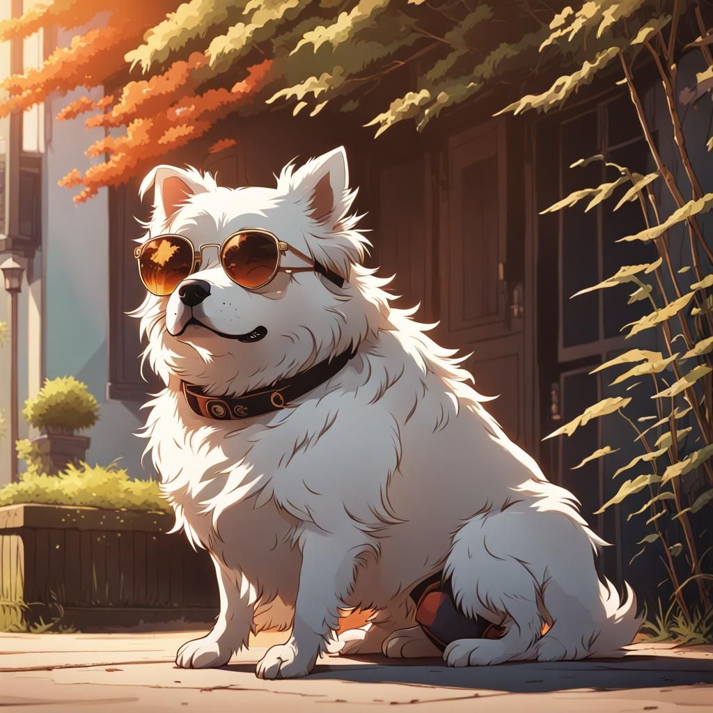 Emo Dog in Alley: Studio Ghibli Anime Visual