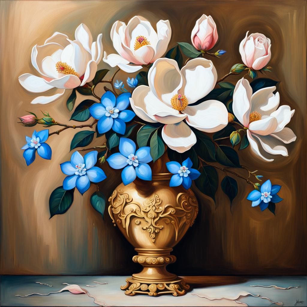 Floral Arrangement in Oil Painting Style