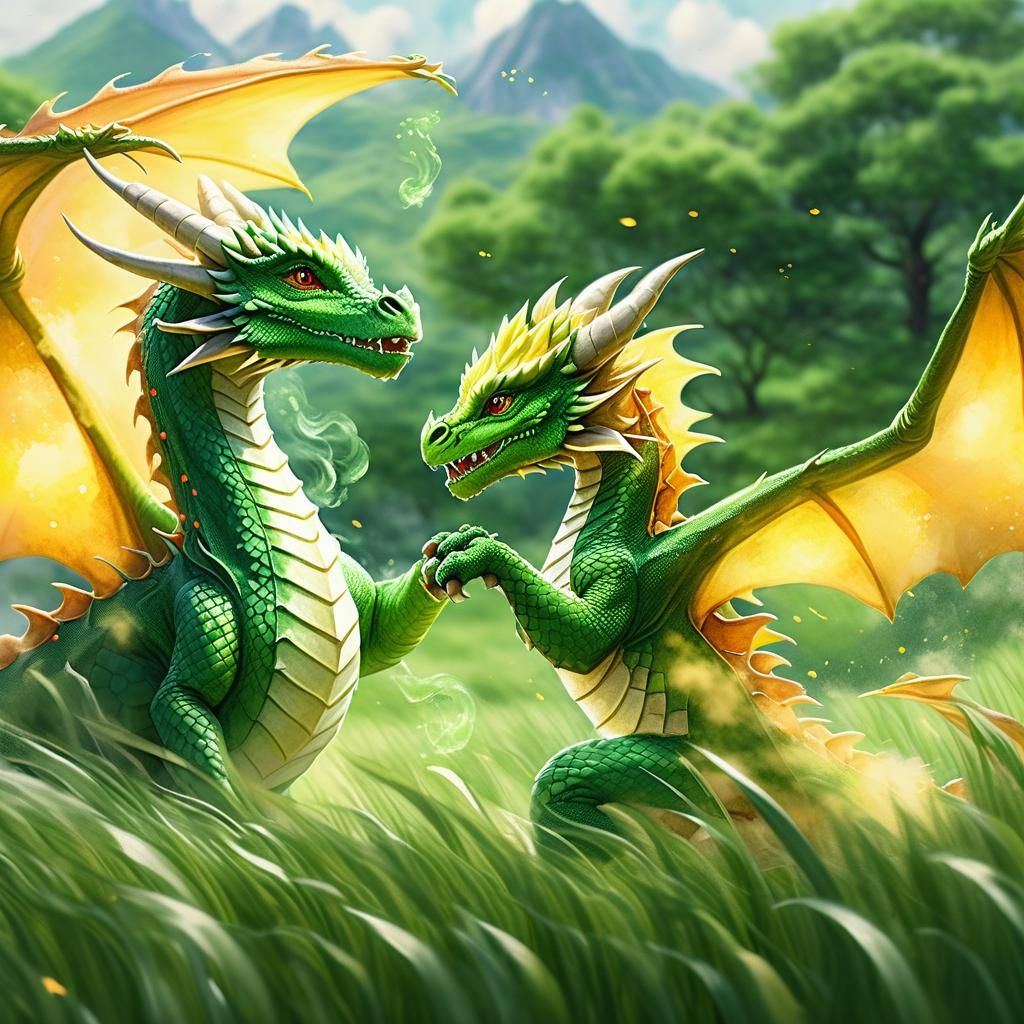 Baby Fire Dragon Learning to Fly: Watercolor Style