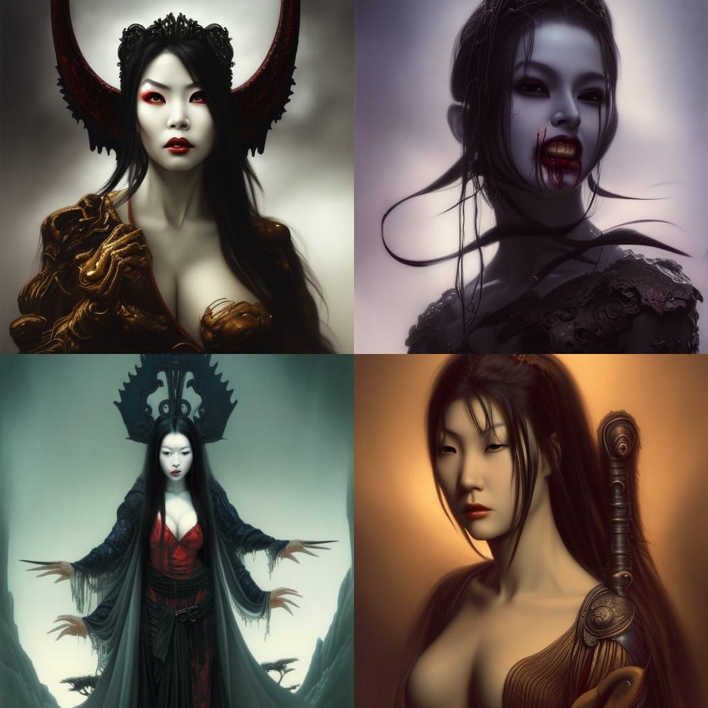 Gorgeous Chinese Vampire Portrait in Dark Fantasy Style