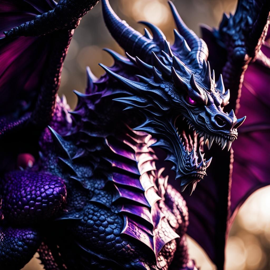 Fissile Obsidian Dragon in Surrealist Style