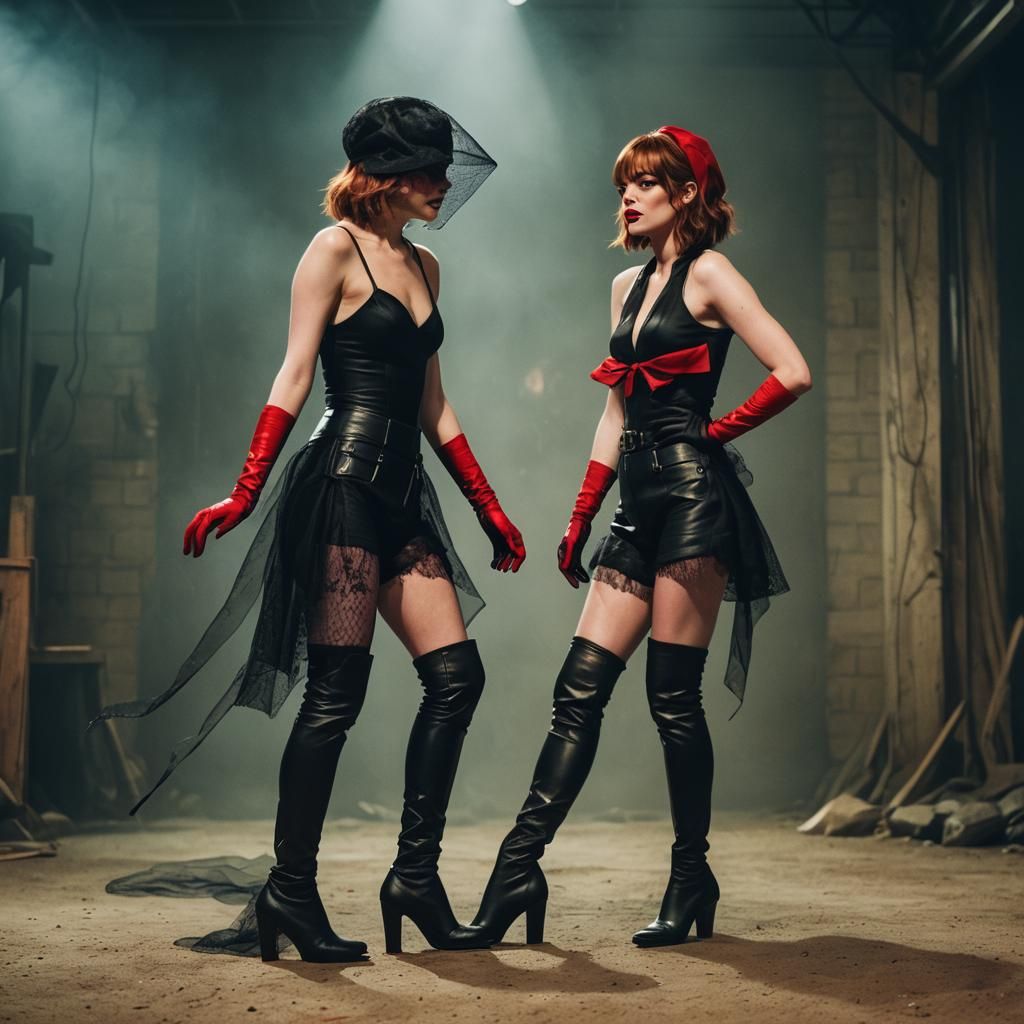 Woman in Leather and Veil: Cinematic Film Still