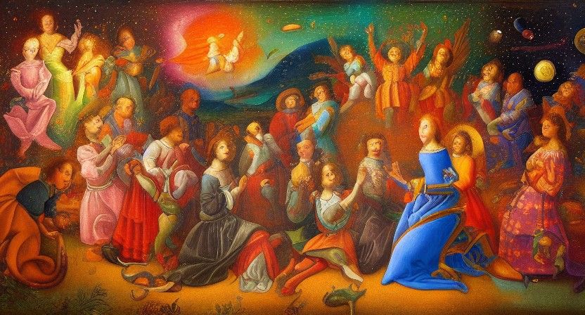 Cosmic Folk Art Renaissance Painting in 8K