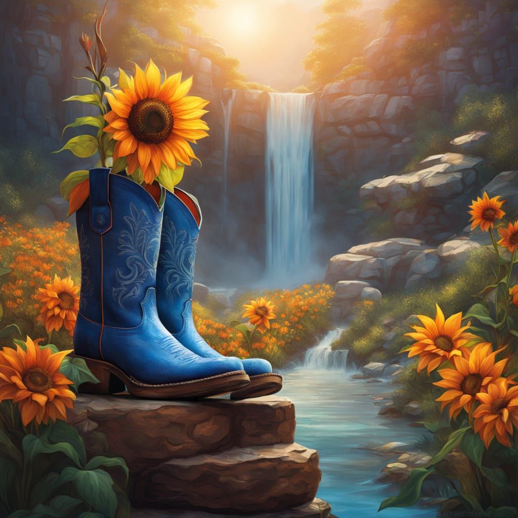 Surreal Western Fantasy Scene with Vibrant Oil Painting Colo...